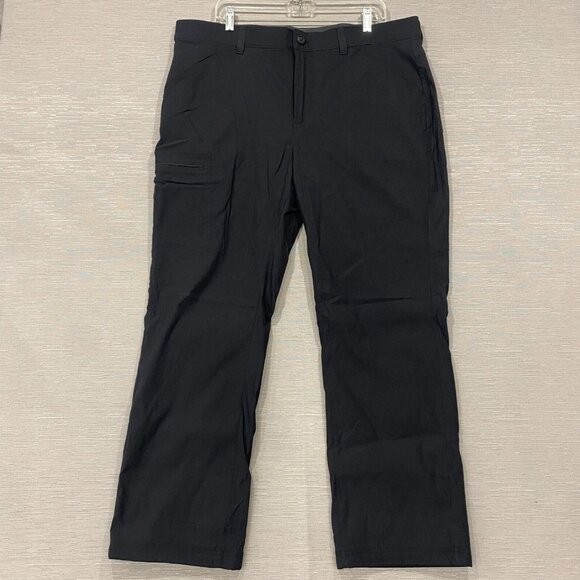 Eddie Bauer Fleece Lined Tech Pants Mens 38 x 30 Black Water Repellent Insulated - Picture 2 of 13